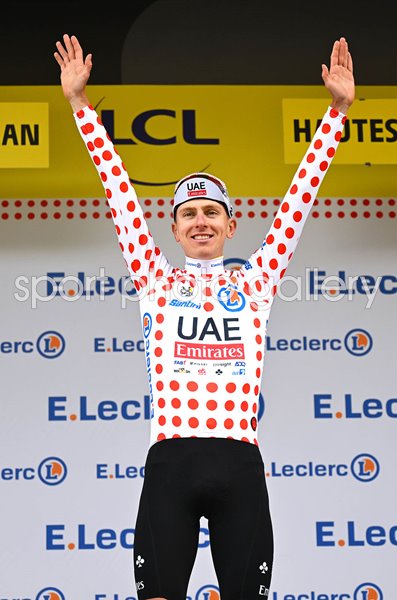 Tadej Pogacar Slovenia Polka Dot Mountain Jersey Stage 14 Tour de France 2024  