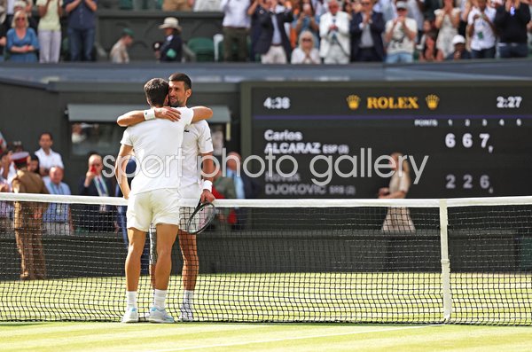Novak Djokovic Serbia congratulates Carlos Alcaraz Spain Wimbledon Final 2024