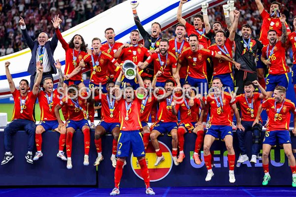 Alvaro Morata Spain lifts the trophy Final Berlin EURO 2024  