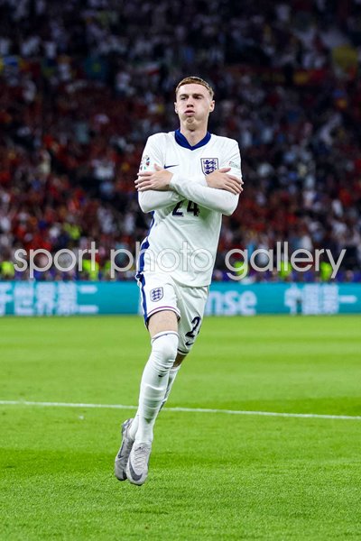 Cole Palmer England celebrates goal v Spain Final Berlin EURO 2024