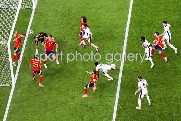 Dani Olmo Spain clears Marc Guehi England header Final Berlin EURO 2024