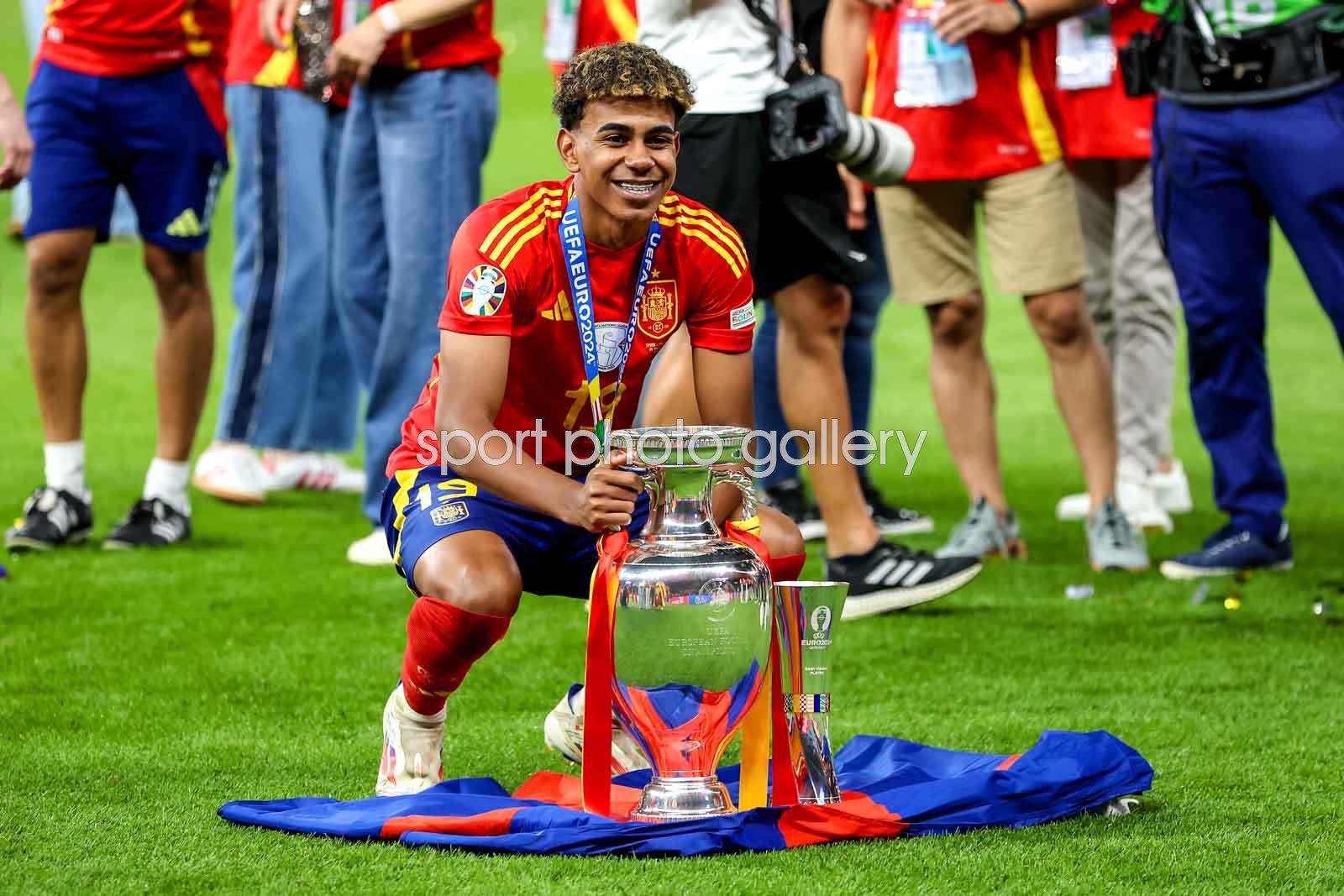 Lamine Yamal Spain Celebrates Winning EURO 2024 Images Football Posters