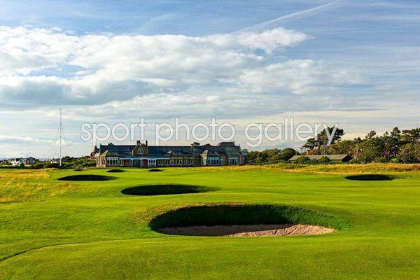 Par 4 18th hole 'Craigend' at sunset Royal Troon Golf Club
