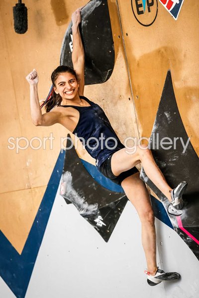 Natalia Grossman USA celebrates IFSC Climbing World Cup Utah 2021