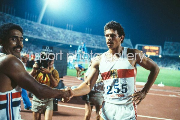 Decathletes Daley Thompson Great Britain & Jurgen Hingsen West Germany 1982