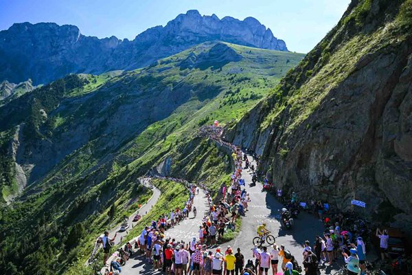 Tadej Pogacar Slovenia yellow jersey climbs Stage 17 Tour de France 2024