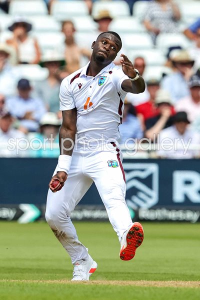 Jayden Seales West Indies bowls v England Test Match Trent Bridge 2024
