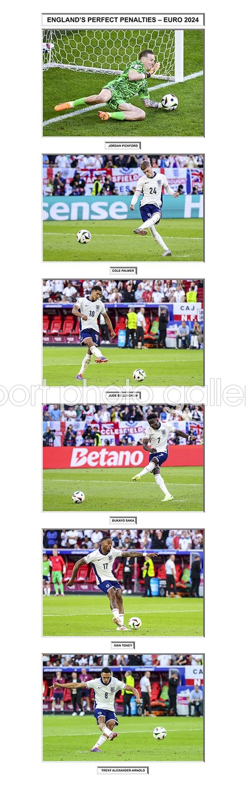 England Euro 2024 Perfect Penalties 6 Stage Sequence Collage England Euro 2024 Perfect Penalties 6 Stage Sequence Collage
