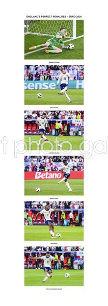 England Euro 2024 Perfect Penalties 6 Stage Sequence Collage