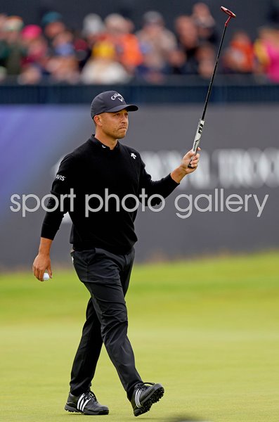 Xander Schauffele USA celebrates 18th green British Open Royal Troon 2024