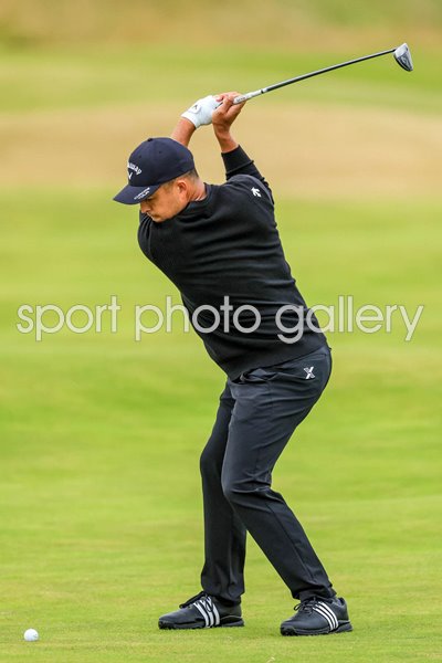 Xander Schauffele USA second shot 16th fairway Final Round British Open Royal Troon 2024