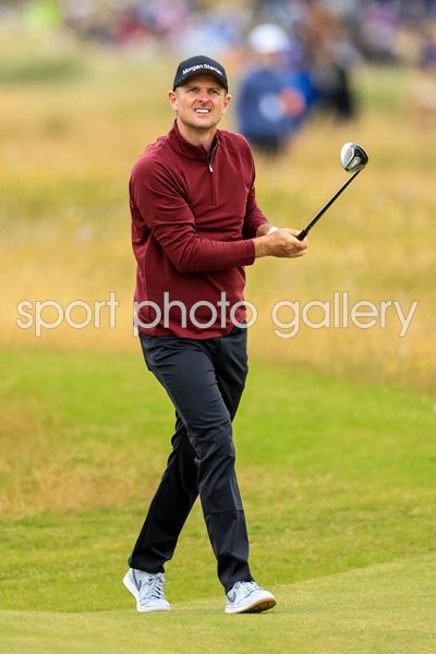 Justin Rose England follows fairway wood shot Round 4 British Open Royal Troon 2024