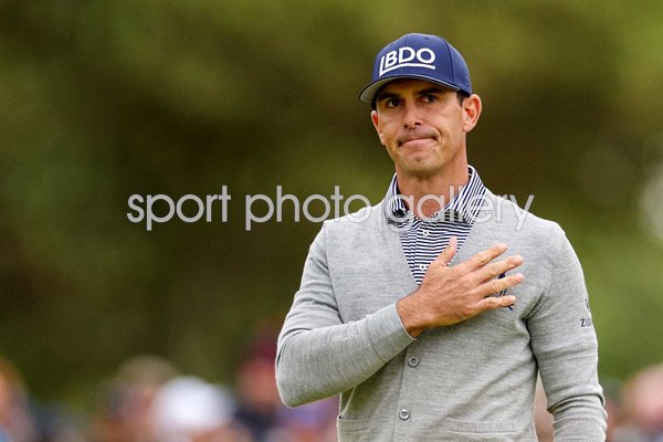 Billy Horschel USA acknowledges the crowd 18th green British Open Royal Troon 2024