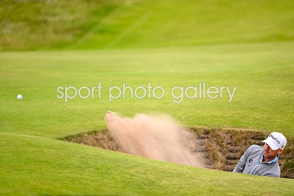 Defending champion Brian Harman USA bunker shot British Open Royal Troon 2024