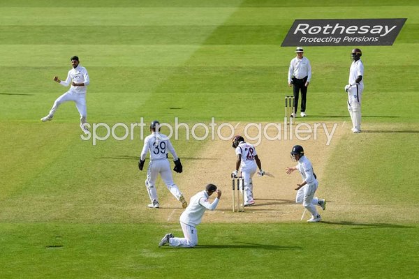 Shoaib Bashir England celebrates wicket of Alick Athanaze West Indies Trent Bridge 2024