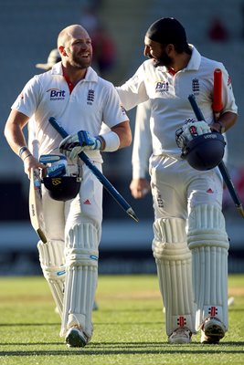 Matt Prior & Monty Panesar England celebrate Draw Auckland 2013