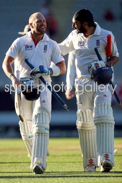 Matt Prior & Monty Panesar England celebrate Draw Auckland 2013