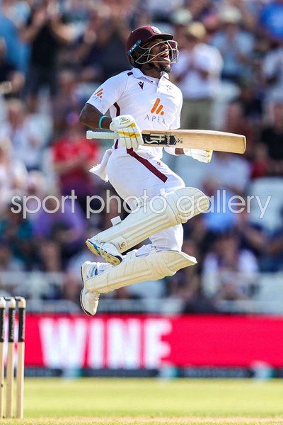 Kavem Hodge West Indies celebrates 100 v England Trent Bridge Test 2024