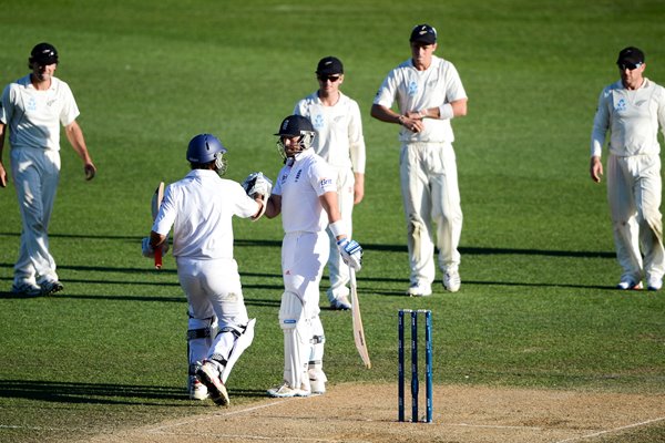 Matt Prior & Monty Panesar England celebrate Draw Auckland 2013