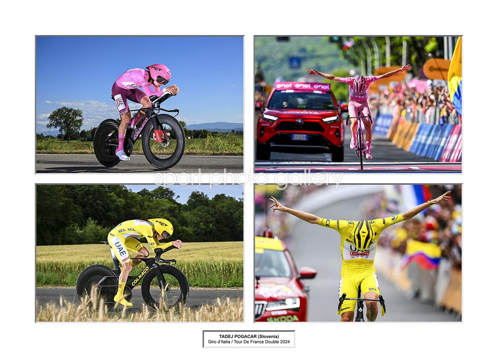 Tadej Pogacar Giro d'Italia Tour de France Collage 2024 Tadej Pogacar Giro d'Italia Tour de France Collage 2024