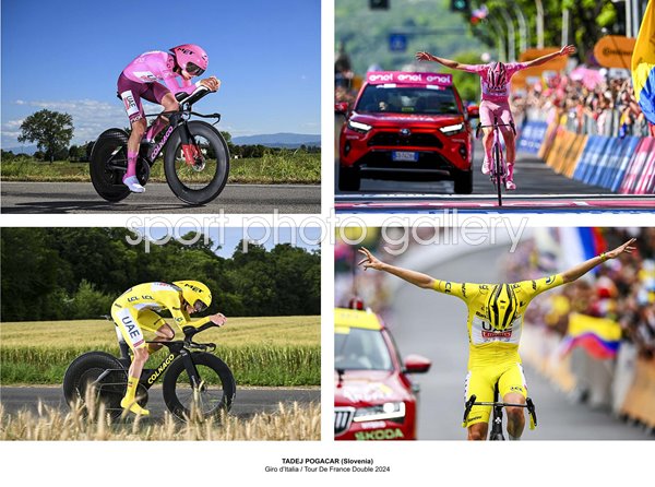 Tadej Pogacar Giro d'Italia Tour de France Collage 2024