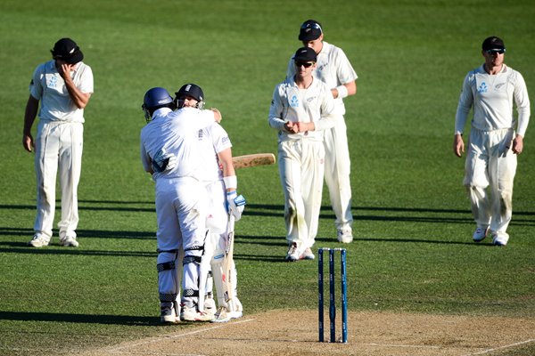 Matt Prior & Monty Panesar England celebrate Draw Auckland 2013