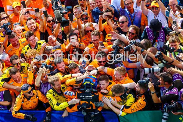 Oscar Piastri Australia & McLaren celebrates win Hungarian Grand Prix 2024