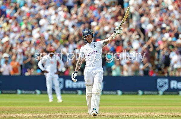 Ben Stokes England celebrates record fastest 50 v West Indies Edgbaston 2024