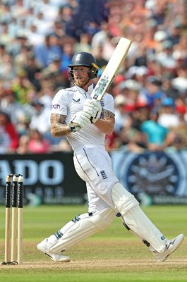 Ben Stokes England pull shot v West Indies Test Match Edgbaston 2024