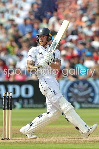 Ben Stokes England pull shot v West Indies Test Match Edgbaston 2024