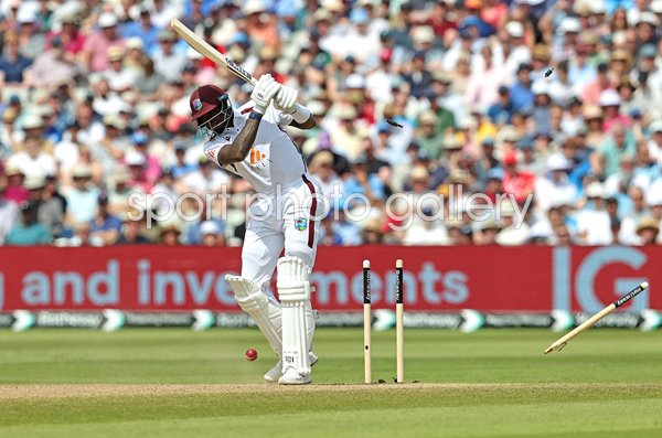 Mark Wood England bowls Alzarri Joseph West Indies Test Match Edgbaston 2024