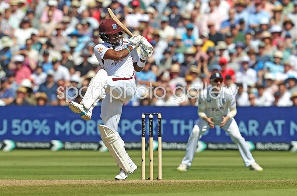 Kavem Hodge West Indies bats v England Test Match Edgbaston 2024