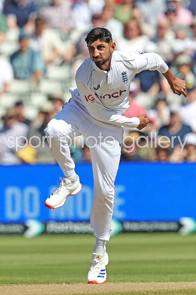 Shoaib Bashir England bowls v West Indies Edgbaston Test 2024