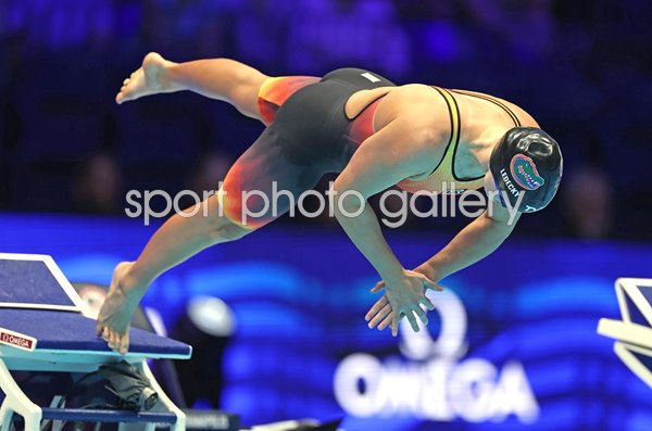 Katie Ledecky USA dives from Starting Blocks US Olympic Swimming Trials Indiana 2024