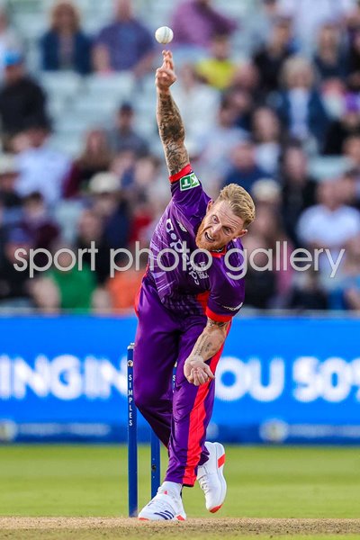 Ben Stokes Northern Superchargers bowls v Birmingham Phoenix The Hundred Edgbaston 2024