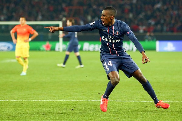 Blaise Matuidi of PSG celebrates his goal v Barcelona