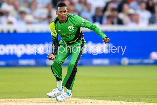 Akeal Hosein Southern Brave bowls v Oval Invincibles The Hundred Final Lord's 2024