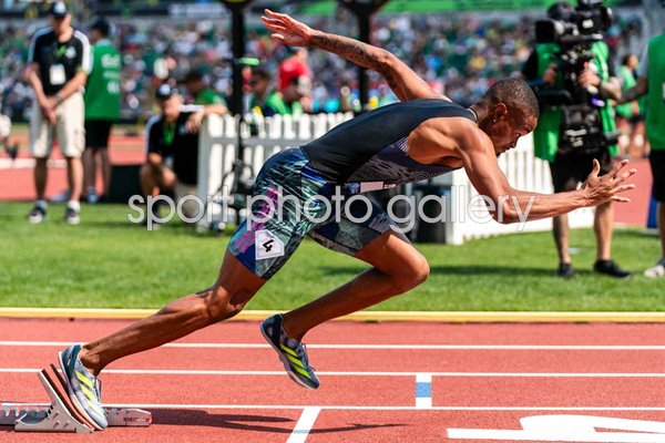 Quincy Hall USA 400m start Diamond League Final Eugene Oregon 2024