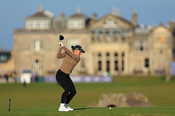 Charley Hull England drives 18th tee Round 3 Women's British Open St Andrews 2024