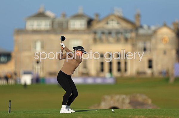 Charley Hull England drives 18th tee Round 3 Women's British Open St Andrews 2024