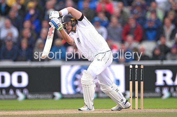 Jamie Smith England drives v Sri Lanka Old Trafford Test 2024