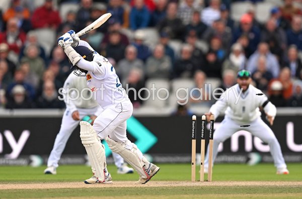 Nishan Madushka Sri Lanka bowled by Chris Woakes England Old Trafford Test 2024