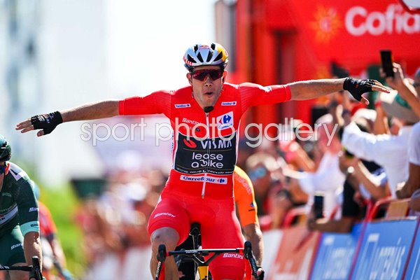 Wout van Aert Belgium celebrates Stage 3 sprint win Tour of Spain 2024