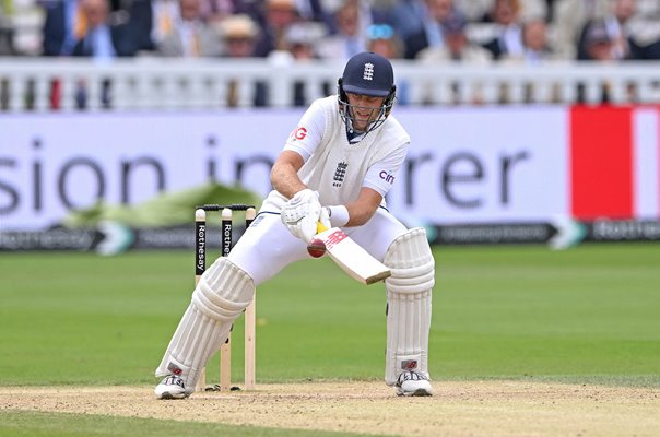 Joe Root England scoop shot during redord 34th test century Lord's Test 2024