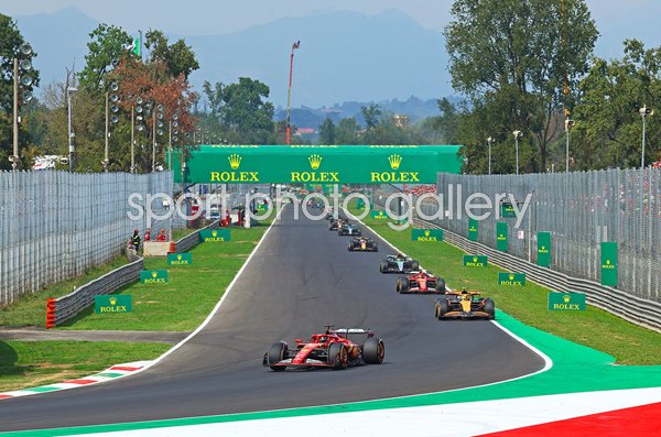 Charles Leclerc Ferrari leads Italian Grand Prix Monza Italy 2024