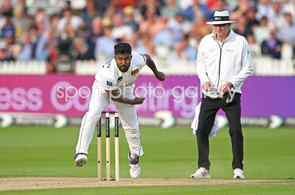 Asitha Fernando Sri Lanka bowls v England Lord's Test 2024