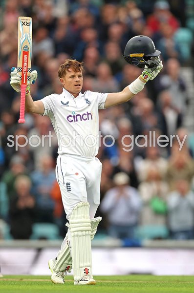 Ollie Pope England celebrates reaching his century v Sri Lanka Oval Test Match 2024