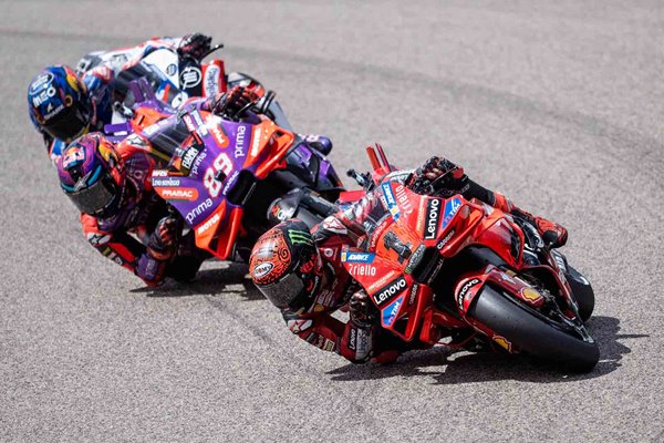 Francesco Bagnaia Italy & Ducati leads German Moto GP Sprint 2024