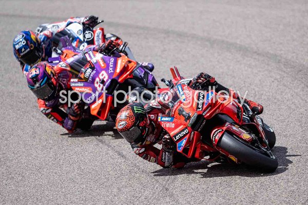 Francesco Bagnaia Italy & Ducati leads German Moto GP Sprint 2024