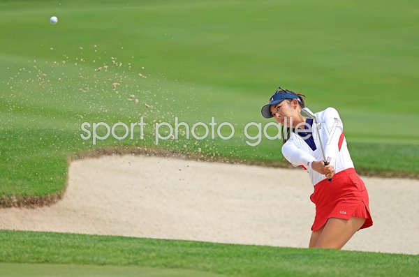 Alison Lee USA bunker shot Day 3 Singles Solheim Cup Virginia 2024